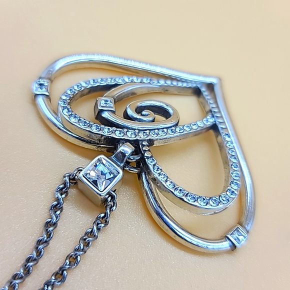 Brighton "CELESTIA LOVE" Silver Inset Swarovski Crystal Heart in Heart Pendant! - Picture 8 of 12